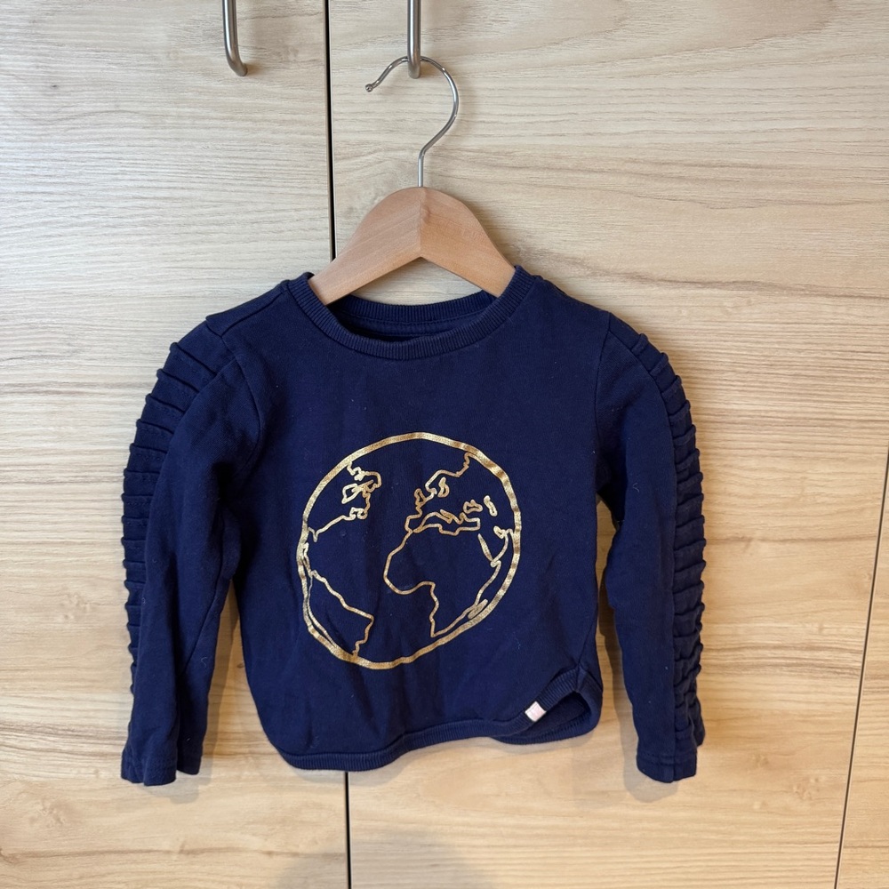 Navy Sweatshirt with Gold Earth Design